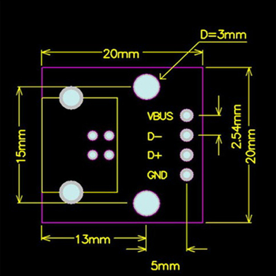 Tipo B PARA MERGULHAR a placa de adaptador do Pin 4P USB de 2.54mm