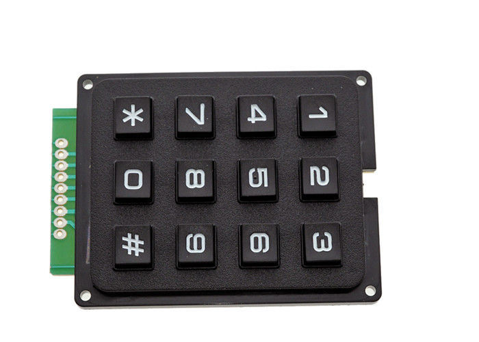 O teclado 12 de 4 x 3 matrizes fecha a cor preta tamanho de 7 x de 5,2 x de 0.9cm com material plástico